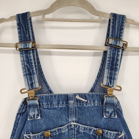 Vintage 90s Carhartt Loose Fit Denim Overalls Work Worn Distressed Blue 42 x 30 - Picture 6 of 15
